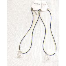 Кулон тризуб Українська символіка з синьо жовтим шнурочком