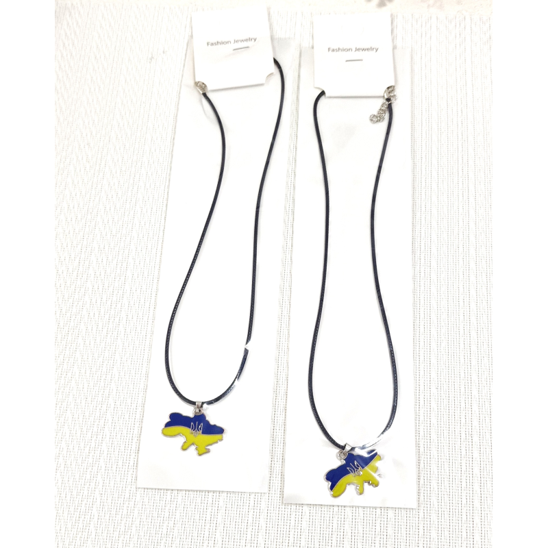 Кулон патріотичний карта України з тризубом