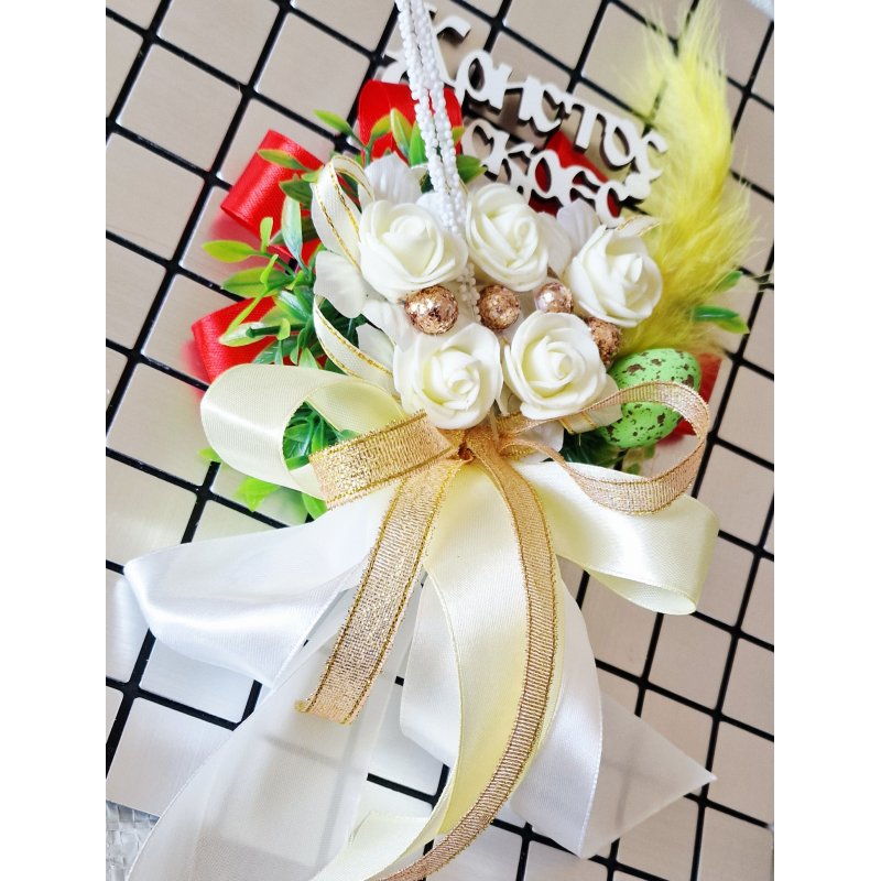 Декор кошика квітами ,прикраси на великодній кошик