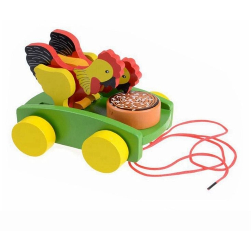 Машинка барабанчик з дерева Півник