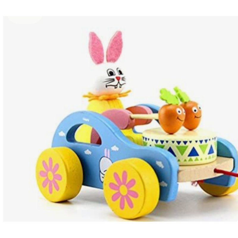 Машинка барабанчик на шнурівці ЗАЙЧИК