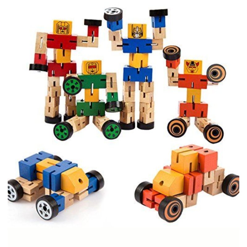 Робот трансформер дерев“яний средній в упаковці