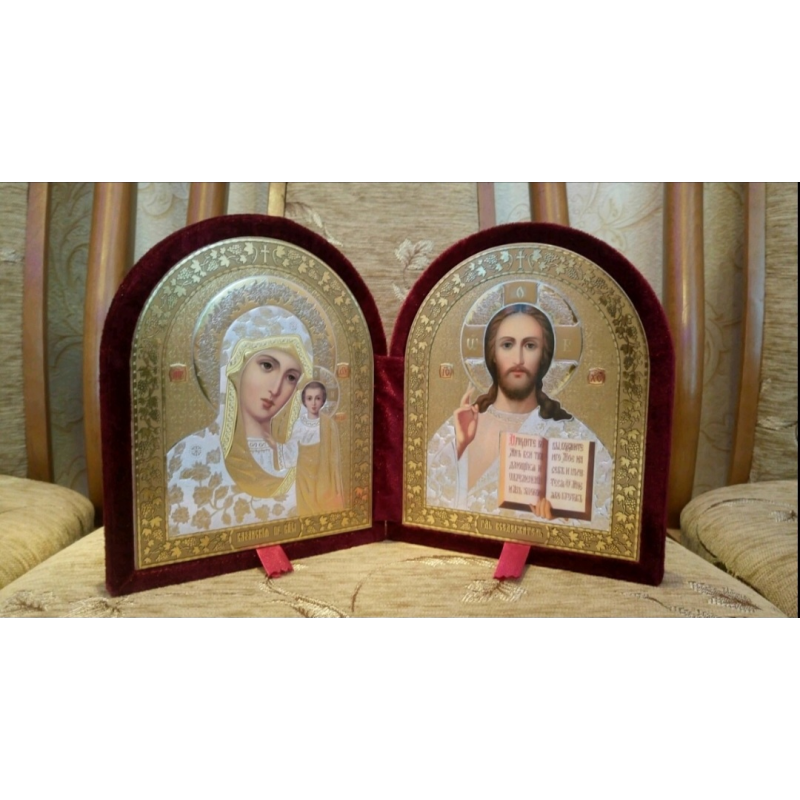 Ікона -складень в бархаті 17×14