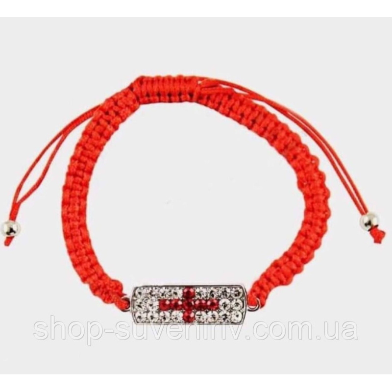 Брослет з червоної нитки з хрестиком