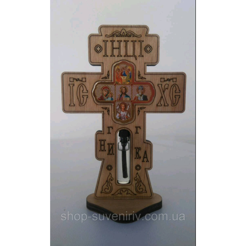 Хрест дерев“яний на підставці з (олійкою)15см.
