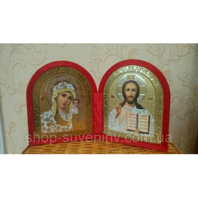 Ікона в бархаті подвійна складень